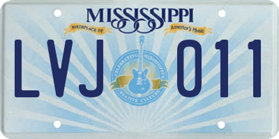 MS license plate LVJ011