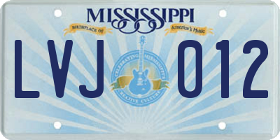 MS license plate LVJ012