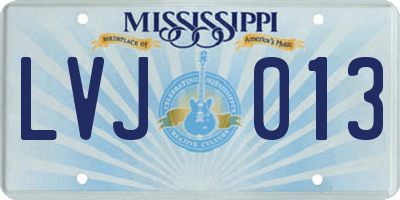 MS license plate LVJ013