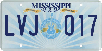 MS license plate LVJ017