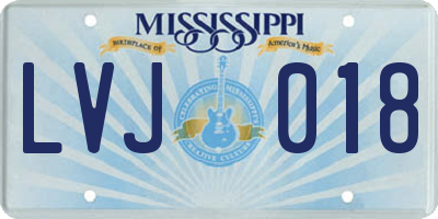 MS license plate LVJ018