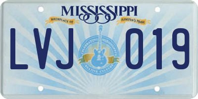 MS license plate LVJ019