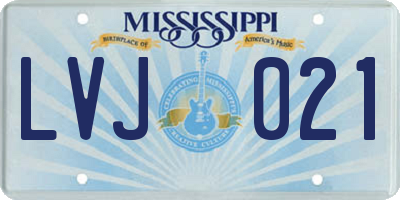 MS license plate LVJ021