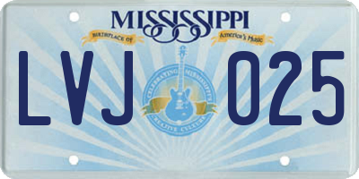 MS license plate LVJ025