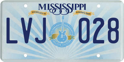 MS license plate LVJ028