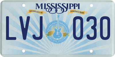 MS license plate LVJ030