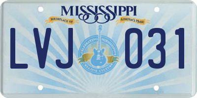MS license plate LVJ031