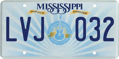 MS license plate LVJ032