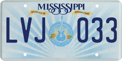 MS license plate LVJ033