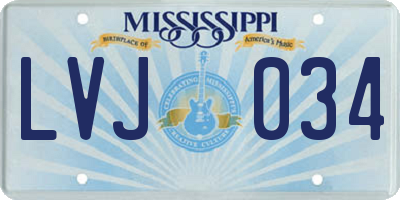 MS license plate LVJ034