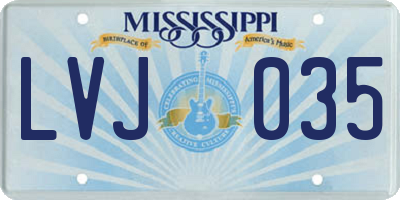MS license plate LVJ035