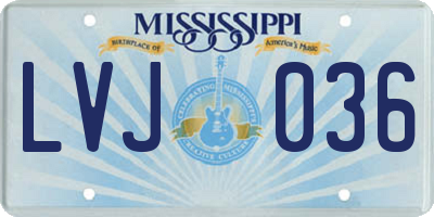 MS license plate LVJ036