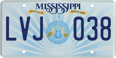 MS license plate LVJ038