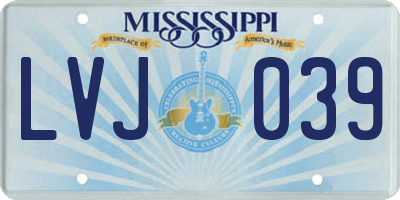 MS license plate LVJ039