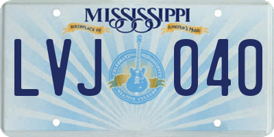MS license plate LVJ040