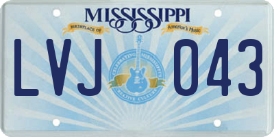 MS license plate LVJ043