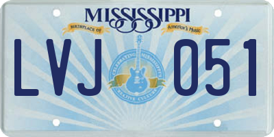 MS license plate LVJ051