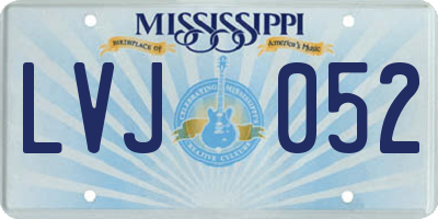 MS license plate LVJ052