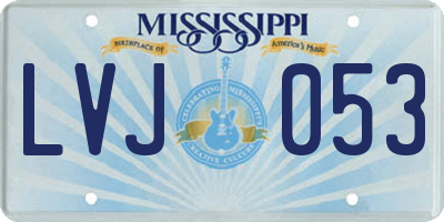 MS license plate LVJ053