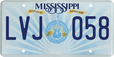 MS license plate LVJ058