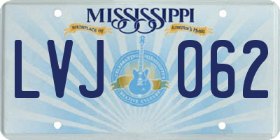 MS license plate LVJ062