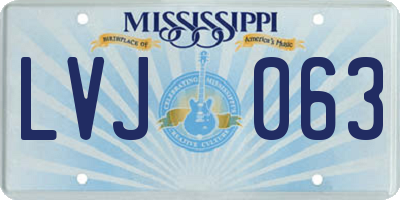 MS license plate LVJ063