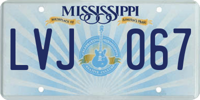 MS license plate LVJ067