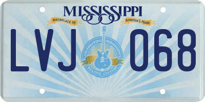 MS license plate LVJ068