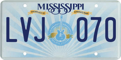 MS license plate LVJ070