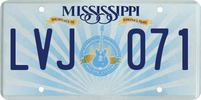 MS license plate LVJ071