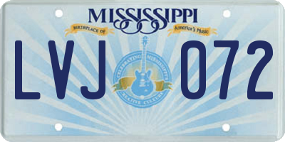 MS license plate LVJ072