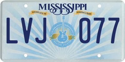 MS license plate LVJ077