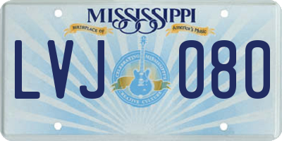 MS license plate LVJ080
