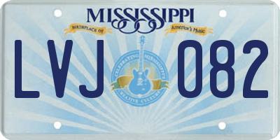 MS license plate LVJ082