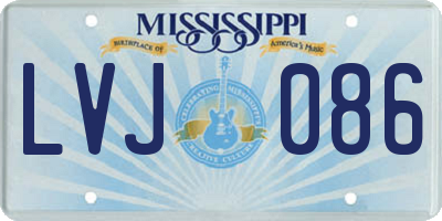 MS license plate LVJ086