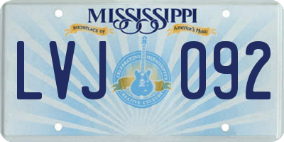 MS license plate LVJ092