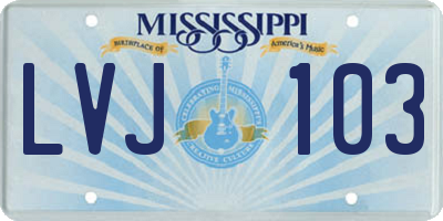 MS license plate LVJ103