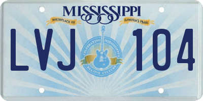 MS license plate LVJ104