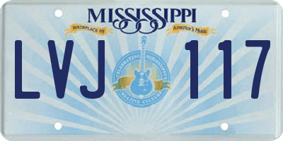 MS license plate LVJ117