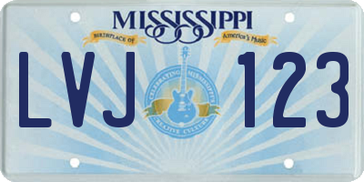 MS license plate LVJ123