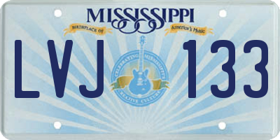 MS license plate LVJ133