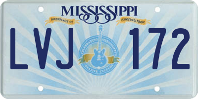 MS license plate LVJ172