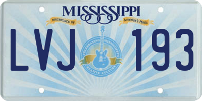 MS license plate LVJ193