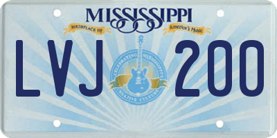 MS license plate LVJ200