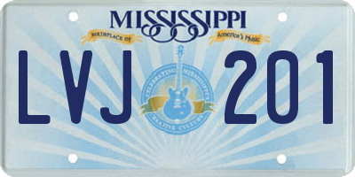 MS license plate LVJ201