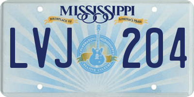 MS license plate LVJ204