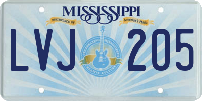 MS license plate LVJ205
