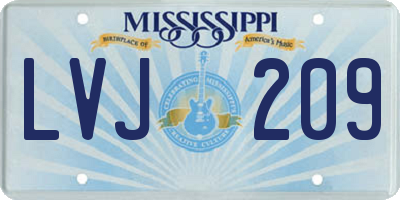 MS license plate LVJ209