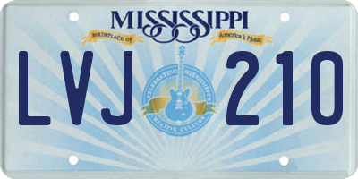 MS license plate LVJ210