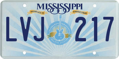 MS license plate LVJ217